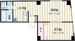 王子スクエアービル 3階1LDKの間取り