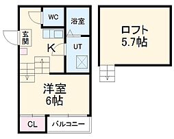 ハーモニーテラス外山 1階1SKの間取り