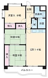 名古屋市営鶴舞線 八事駅 徒歩6分の賃貸マンション 4階3LDKの間取り