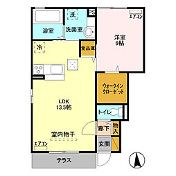ヒルサイドテラスC 1LDKの間取図画像