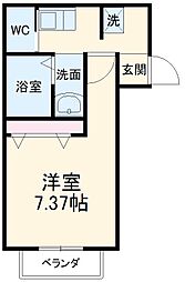 セントラルふじみ野 1階1Kの間取り