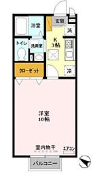 アドラブール 1階1Kの間取り