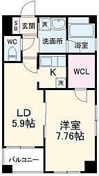名古屋市営鶴舞線 原駅 徒歩10分の賃貸マンション 3階1LDKの間取り