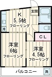 ビスタリアハイツ 2DKの間取図画像