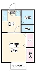 メゾン緑山 1DKの間取図画像