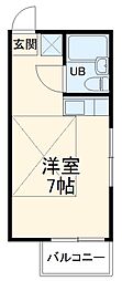 京急本線 子安駅 徒歩8分の賃貸アパート 2階ワンルームの間取り