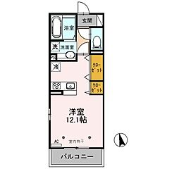 クレシア ワンルームの間取図画像