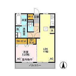 コージーネスト　Ｂ 1階1LDKの間取り