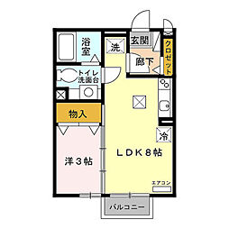 グローバル 1階1LDKの間取り