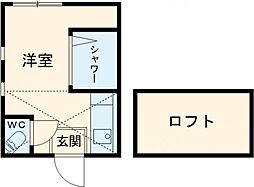 東京メトロ丸ノ内線 中野坂上駅 徒歩6分の賃貸アパート 2階ワンルームの間取り