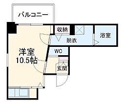 THE DOORS 8階ワンルームの間取り