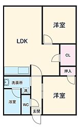 アネックス小林 3階2LDKの間取り