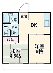 パークサイドヒルズ 1階2DKの間取り