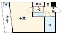JR東海道本線 金山駅 徒歩8分の賃貸マンション 5階1Kの間取り