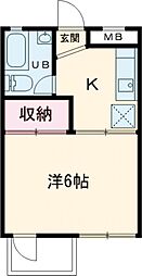 あんずマンション 1階1Kの間取り
