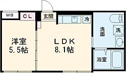 JR山手線 池袋駅 徒歩7分の賃貸マンション 2階1LDKの間取り