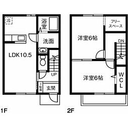 Grand Chario 美法 1階2LDKの間取り