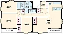 セシル富士見台 4階3LDKの間取り