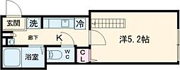 東武伊勢崎線 西新井駅 徒歩7分の賃貸アパート 1階1Kの間取り