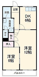 シンエイ2 2DKの間取図画像