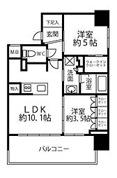 クリオラベルヴィ名古屋花の木 7階2LDKの間取り