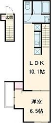 レヴァン・フランセ 2階1LDKの間取り