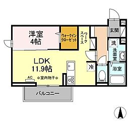 コンフォート西条 1LDKの間取図画像