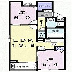サニーレジデンス3 2LDKの間取図画像