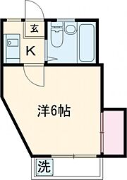 小田急小田原線 成城学園前駅 徒歩17分の賃貸アパート 1階1Kの間取り