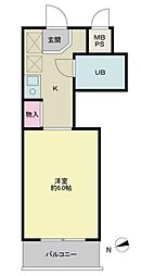 パースサイド 1階1Kの間取り