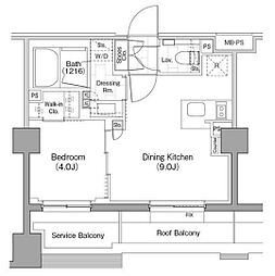 東京メトロ丸ノ内線 新宿三丁目駅 徒歩7分の賃貸マンション 4階1DKの間取り