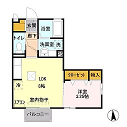 ヴィラ・キャロット　Ａ 1階1LDKの間取り