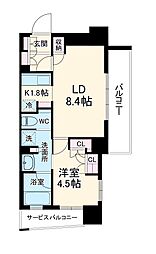 Osaka Metro御堂筋線 中津駅 徒歩4分の賃貸マンション 4階1LDKの間取り