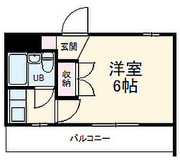 リバーサイド植田 1階1Kの間取り