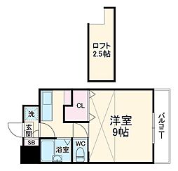 コートクレセント 1Kの間取図画像