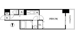アヴェニール北浜 9階1Kの間取り
