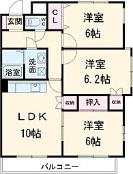 愛知環状鉄道 大門駅 徒歩12分の賃貸マンション 4階3LDKの間取り