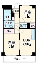 Osaka Metro今里筋線 だいどう豊里駅 徒歩10分の賃貸マンション 6階2LDKの間取り