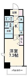 プランドール北浜 1Kの間取図画像