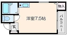 千里山弐番館 ワンルームの間取図画像