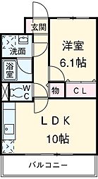ルペルティア植田 3階1LDKの間取り