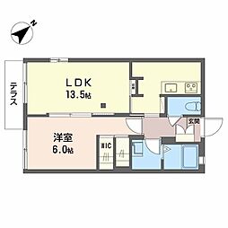 エクセレート守口 1階1LDKの間取り