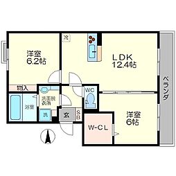 阪急京都本線 西向日駅 徒歩18分の賃貸アパート 1階2LDKの間取り