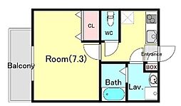 ジーメゾン薬園台 2階1Kの間取り