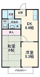 名古屋市営桜通線 鶴里駅 徒歩7分の賃貸アパート 2階2DKの間取り