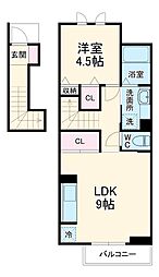JR東海道本線 岡崎駅 徒歩14分の賃貸アパート 2階1LDKの間取り
