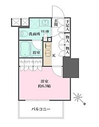 都営大江戸線 西新宿五丁目駅 徒歩5分の賃貸マンション 13階1Kの間取り