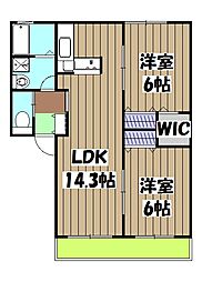 ベルク・フェルトＡ 2階2LDKの間取り
