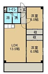 サリテールモリ 2LDKの間取図画像