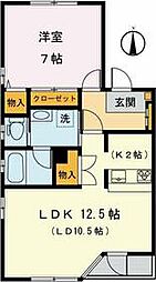 セレス代沢 1階1LDKの間取り